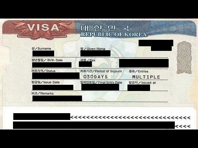 South Korea Sticker Visa Sample